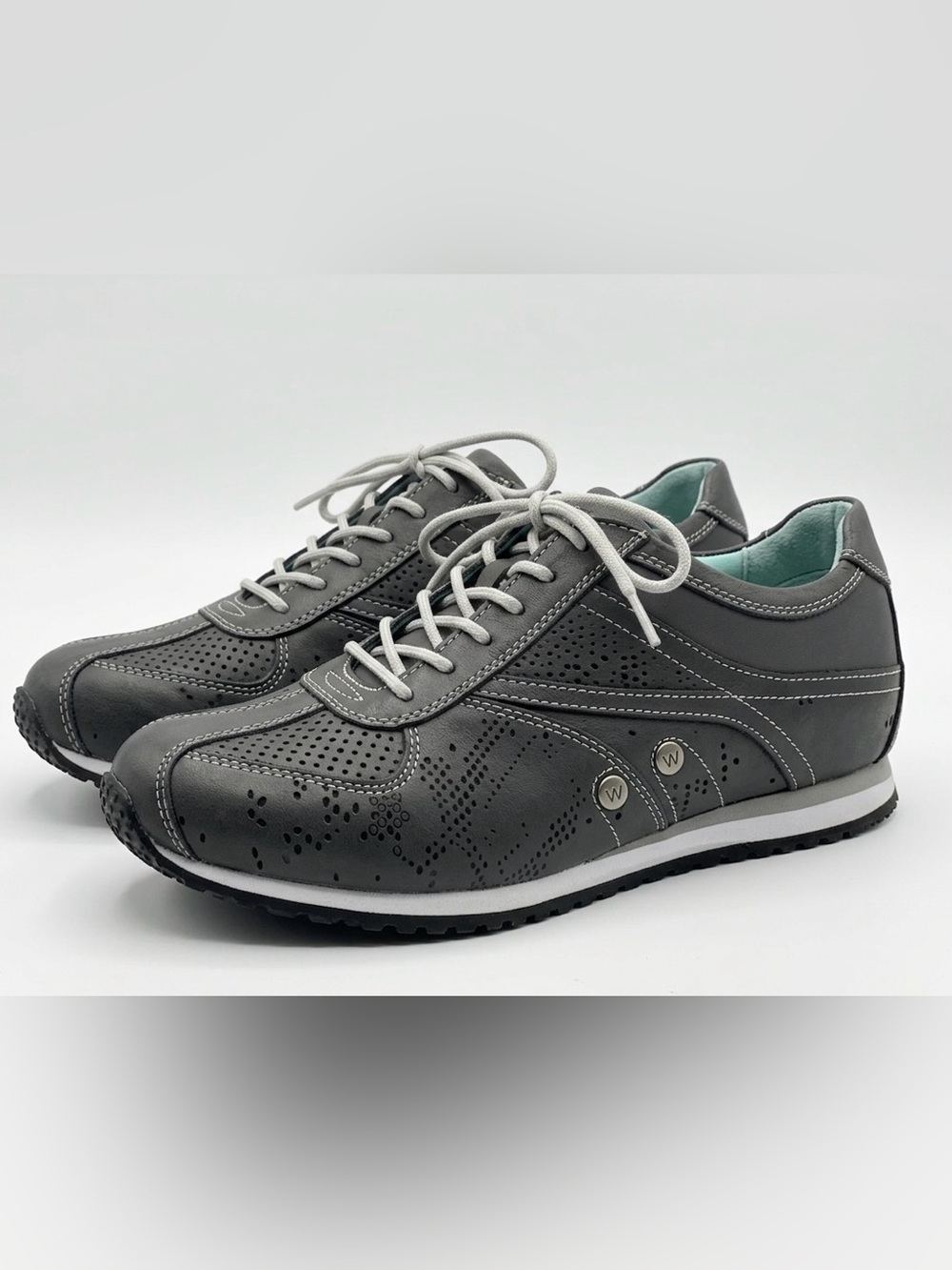 WOLKY Dark Gray Perforated Walking Sneakers Size 37 Comfort Support Orthopedic